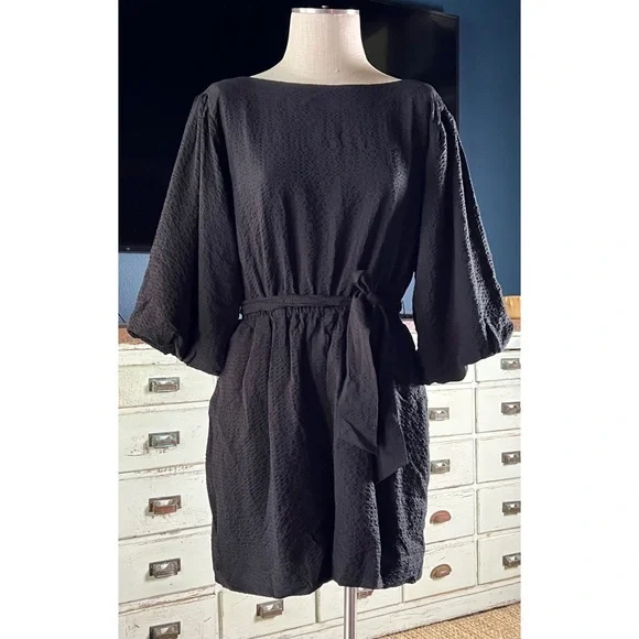 Anthropologie Francesca Balloon Sleeve Black Short Romper - Picture 1 of 11